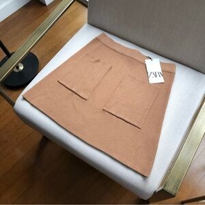 Zara Ribbed Tan Mini Skirt